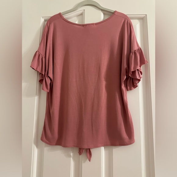 Caution to the Wind Mauve Tie-Front Top - Picture 3 of 5